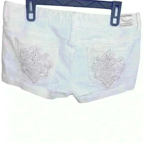 X2 Quality Denim Shorts Size 10 Stella Embroidered Embellished Pockets - Picture 4 of 5